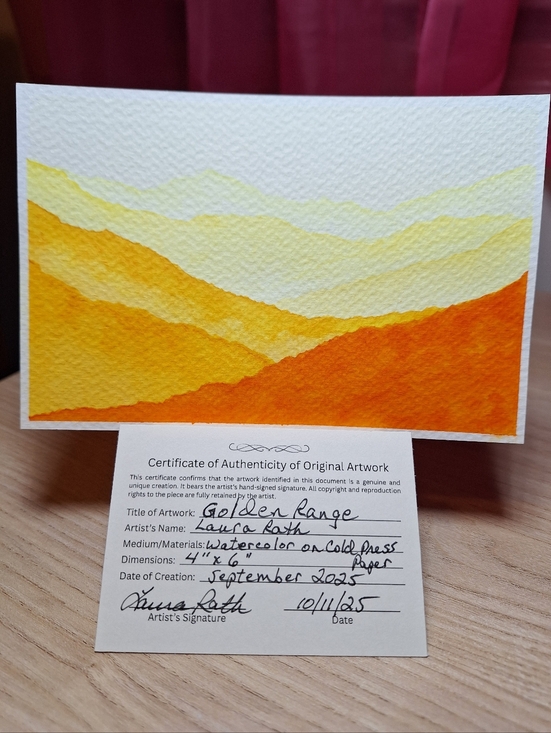 Laura Rath, Artist Other - "Golden Range" Hand-painted watercolor painting